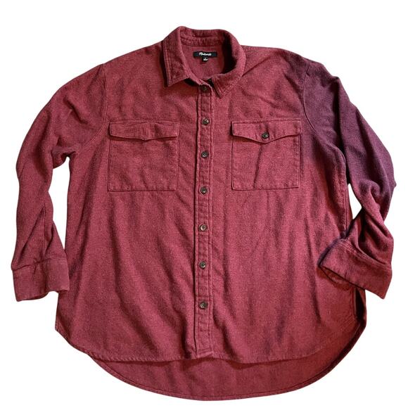 Madewell long sleeve button up maroon size large - Picture 1 of 5